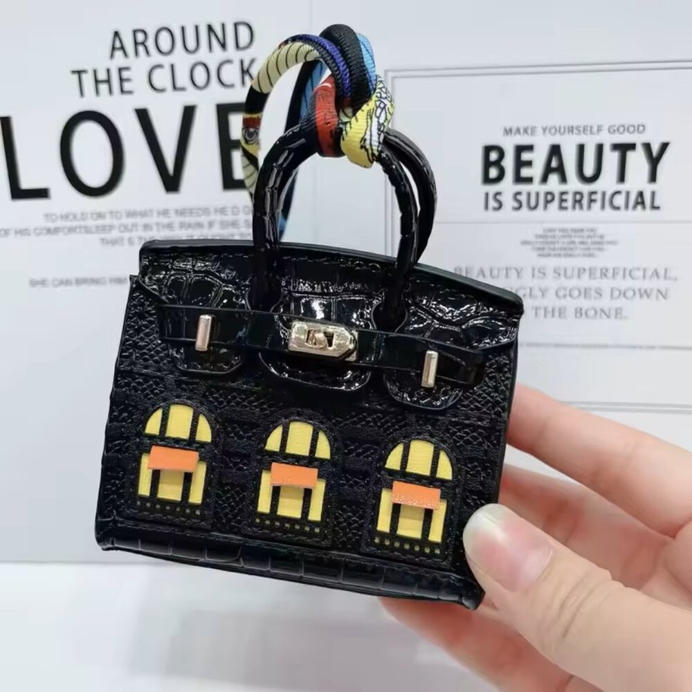 Mini Tote, Bag Charm, Coin Purse, Headphones Holder - BLACK